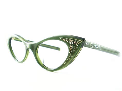 cat eye glasses green