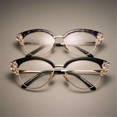 designer cat eye glasses frames with rhinestones